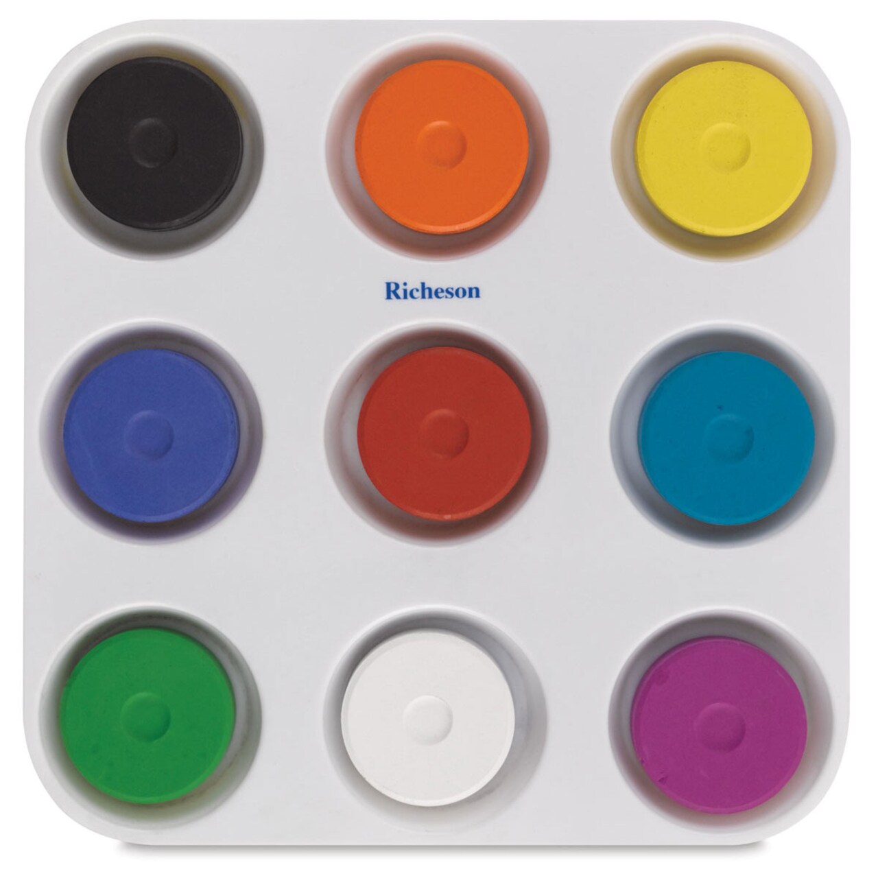 Richeson Tempera Cakes - Set of 9 with Tray, Assorted Color, Large Cakes